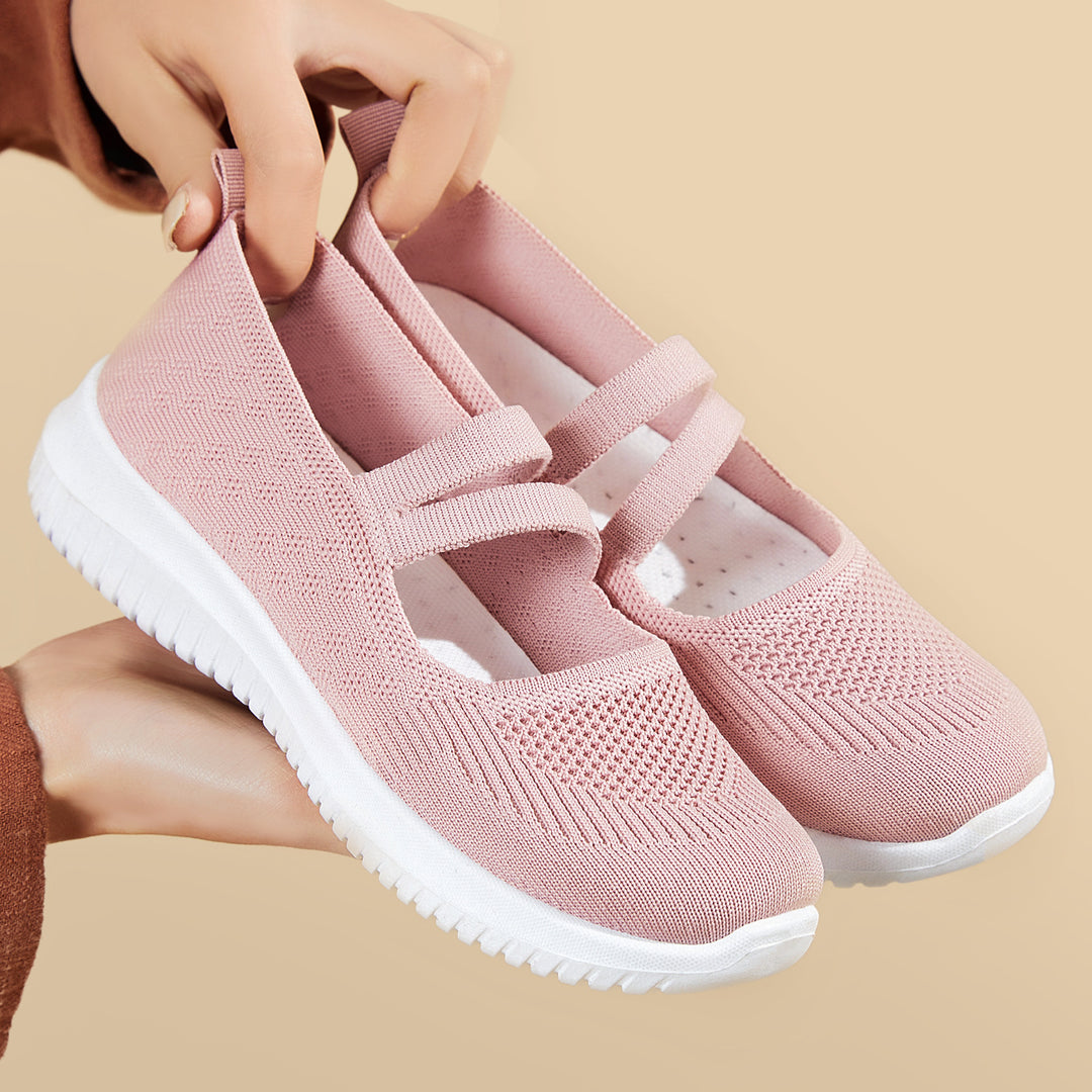 Damen Komfortable Slip-On Freizeitschuhe mit elastischen Riemen EB