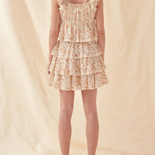 Damen schwingender Minirock mit floralen Rüschendetails EB
