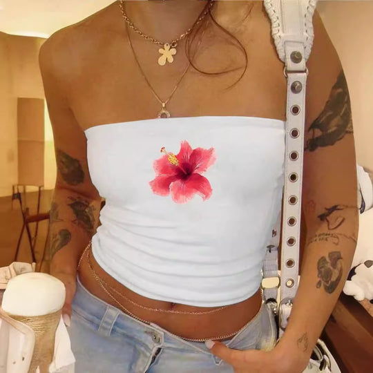 Damen Bandeau-Top mit auffälligem Statement-Aufdruck EB