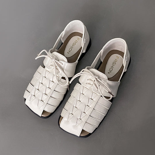 Damen elegante Schnürsandalen mit offenem Zehenbereich EB