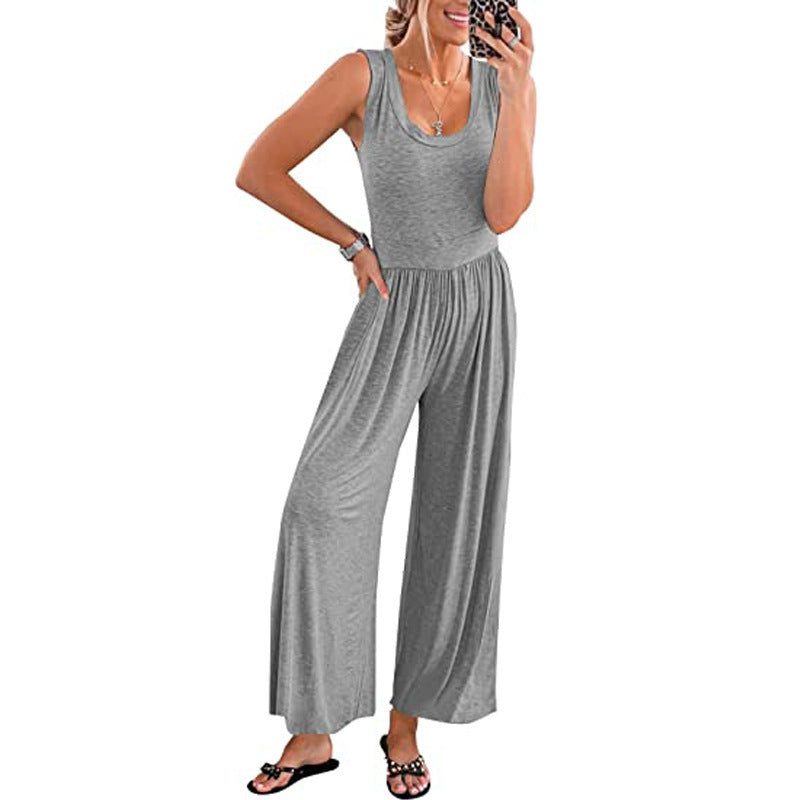 Damen Weit geschnittener Jersey-Jumpsuit EB