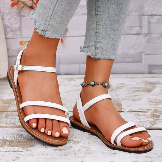 Damen Sandalen mit verstellbaren Riemen und rutschfester Sohle EB