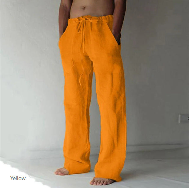 Herren nan Leinenhose mit weitem Schnitt Kordelzug und Seitentaschen EB