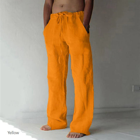 Herren nan Leinenhose mit weitem Schnitt Kordelzug und Seitentaschen EB