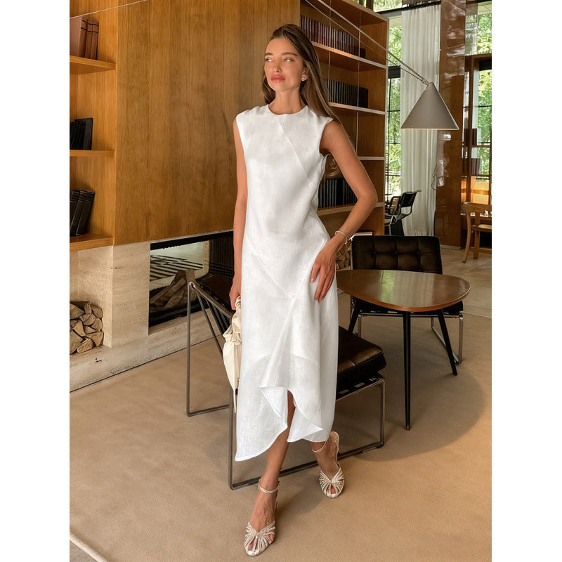 Damen Midi-Kleid mit asymmetrischem Saum und elegantem Schnitt EB