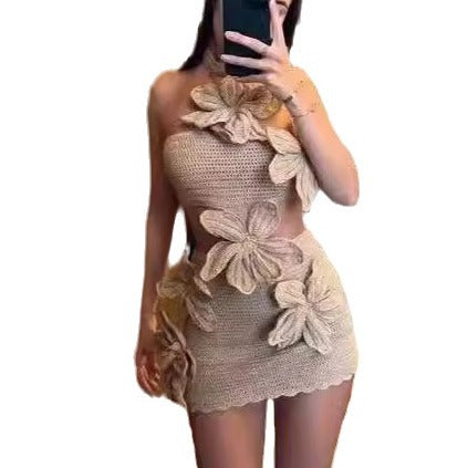 Damen Strickkleid mit floralen Details und modernem Schnitt EB
