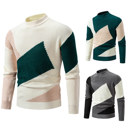 Herren modischer Rollkragenpullover mit modernem Grafikdesign EB