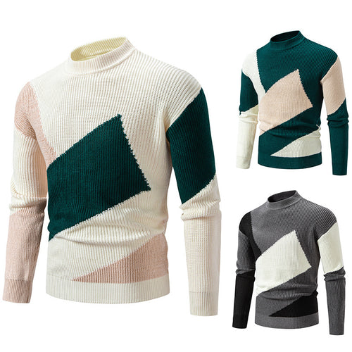 Herren modischer Rollkragenpullover mit modernem Grafikdesign EB