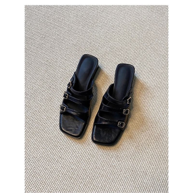 Damen stilvolle Mules mit verstellbaren Riemen EB