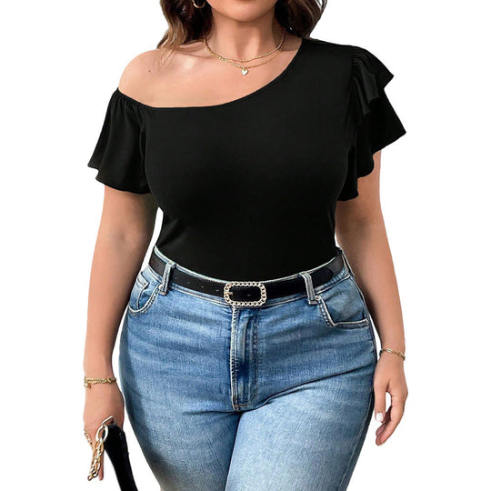 Damen Off-Shoulder Body mit Rüschendetail EB