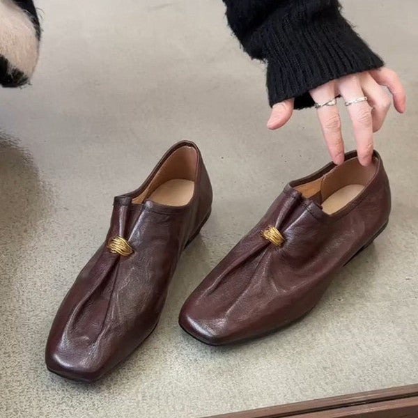 Damen elegante Mokassins mit dekorativen Falten und flexibler Sohle EB