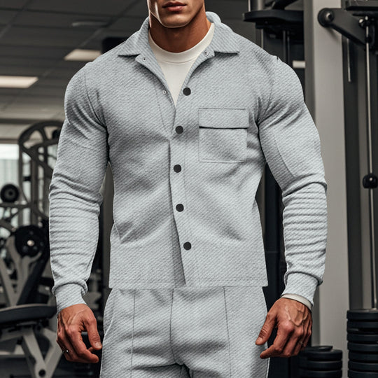 Herren Herrenjacke aus angenehmem Stoff mit modernen Knopfdetails und Brusttasche EB