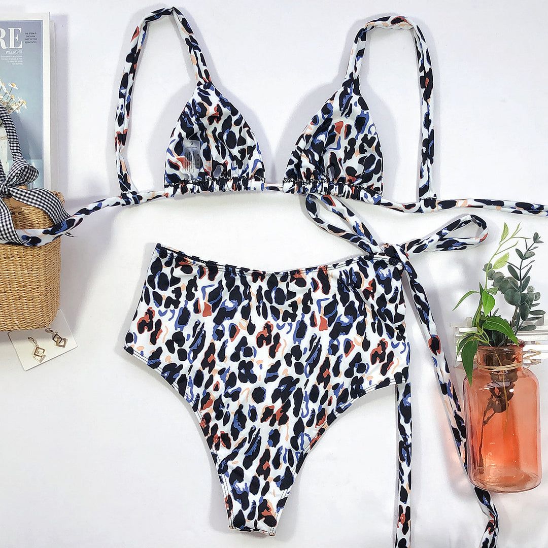 Damen Triangel-Bikini mit hohem Bund und modischem Wickelband EB