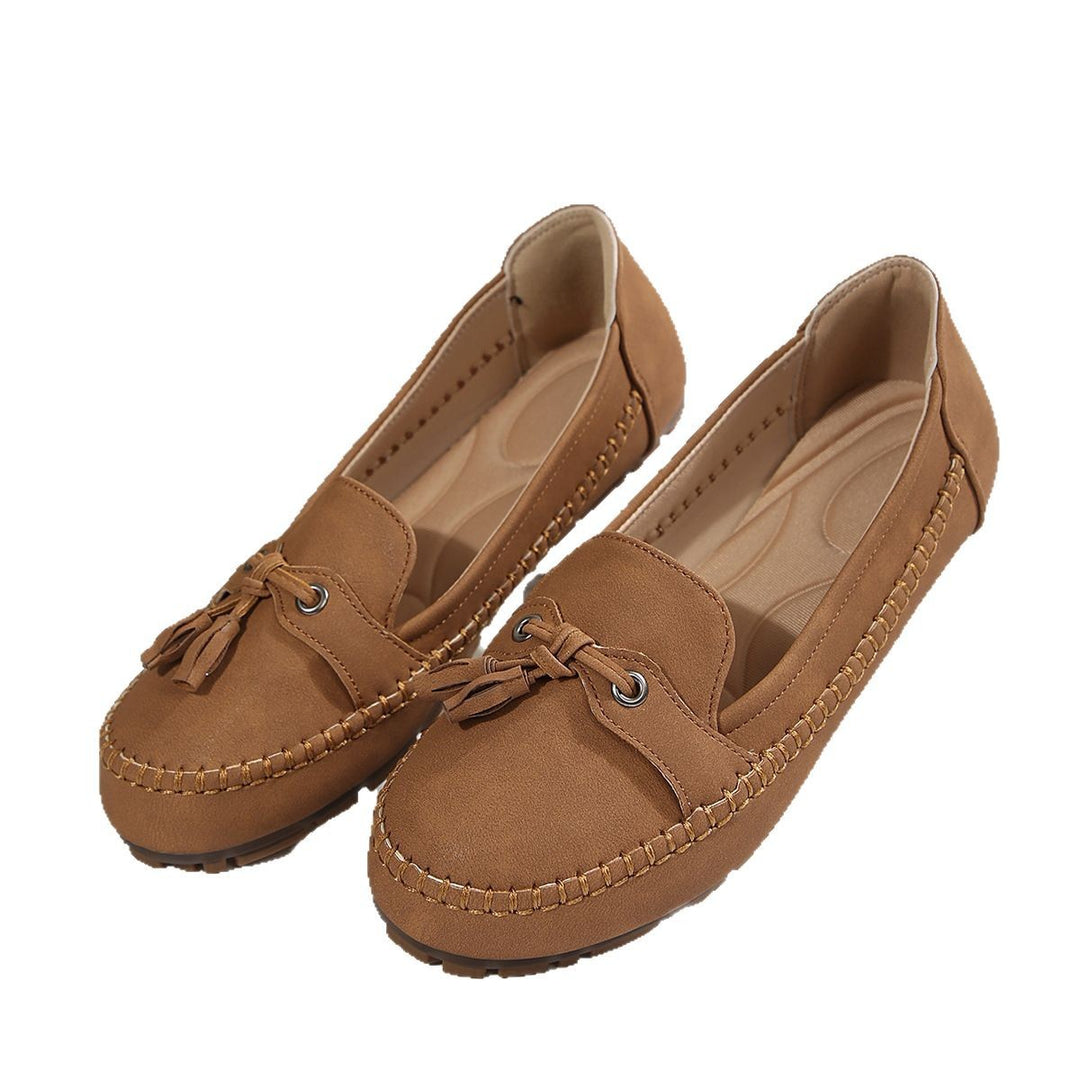 Damen  klassische Mokassin-Slipper mit Quasten, handgenähter Rahmennaht und rutschfester Gummisohle EB