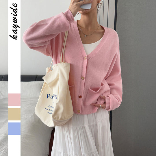 Damen nan kuschelige Oversize-Strickjacke mit aufgesetzten Taschen, weitem Arm und feinem Kaschmir-Mix EB