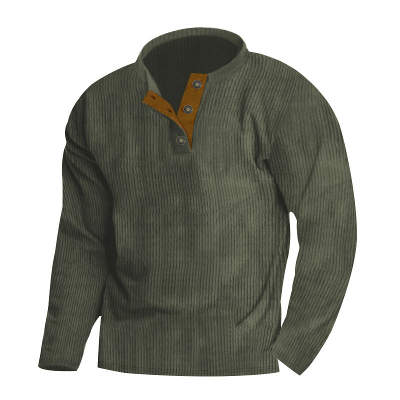 Herren Langarm-Pullover mit strukturierter Oberfläche und eleganter Knopfleiste EB