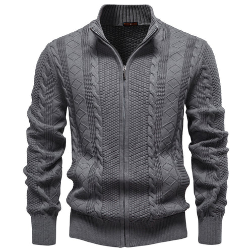 Herren Strickjacke mit Reißverschluss und strukturiertem Muster EB