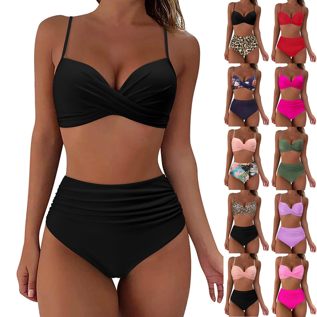 Damen High-Waist Bikini mit Leo-Muster EB