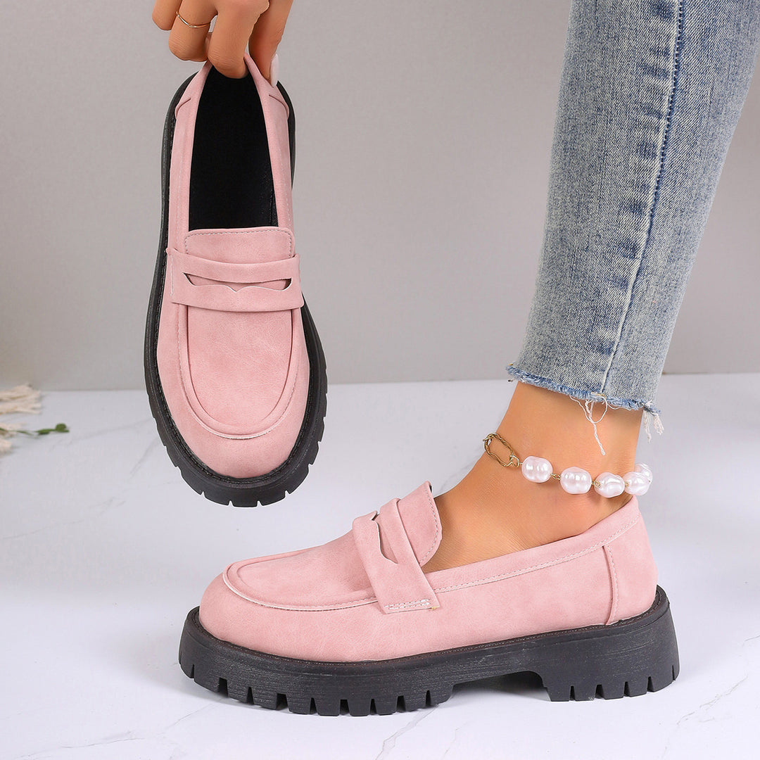 Damen nan Plateau-Loafer mit Profilsohle und Velourslederoptik EB