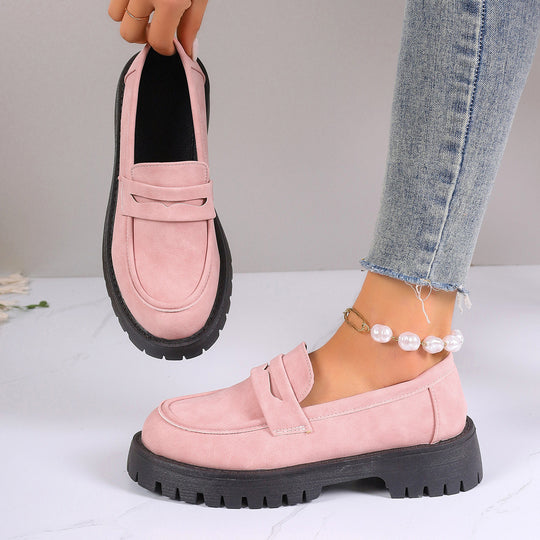 Damen nan Plateau-Loafer mit Profilsohle und Velourslederoptik EB