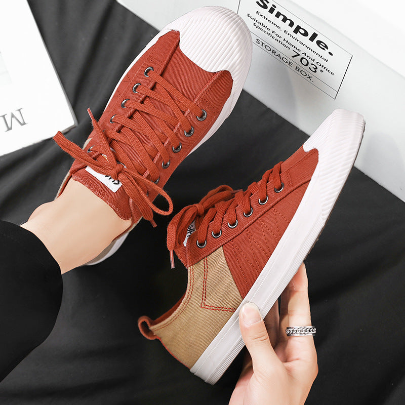 Unisex niedrige Canvas-Sneaker mit verstärkter Gummi-Zehenkappe und kontrastierenden Textilpaneelen EB