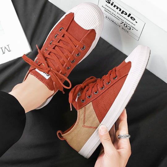 Unisex niedrige Canvas-Sneaker mit verstärkter Gummi-Zehenkappe und kontrastierenden Textilpaneelen EB