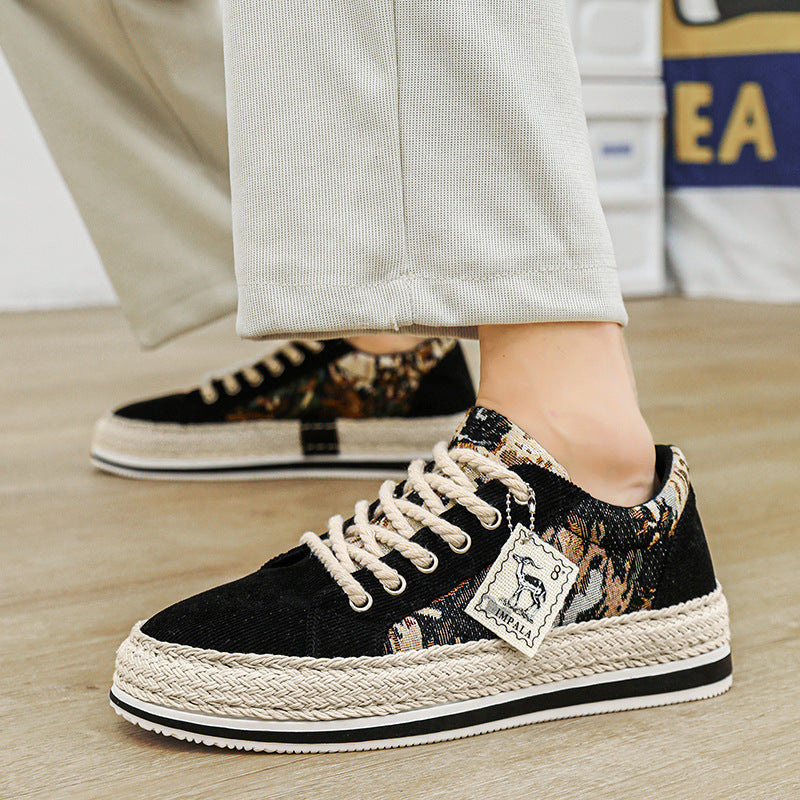 Damen lässige Baumwoll-Sneaker mit Jute-Details EB
