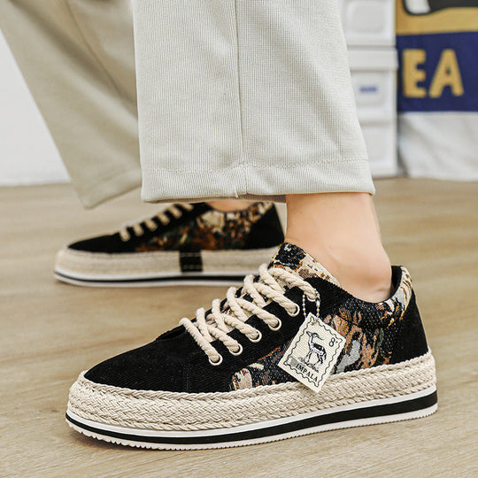 Damen lässige Baumwoll-Sneaker mit Jute-Details EB