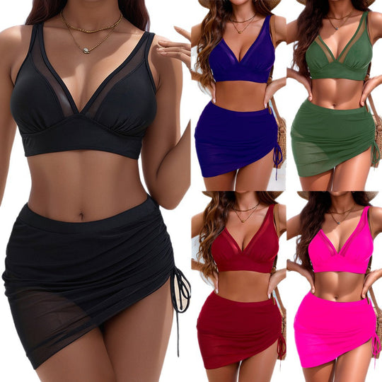 Damen Sportlicher Bikini mit verstellbaren Trägern und seitlichem Raffungselement EB