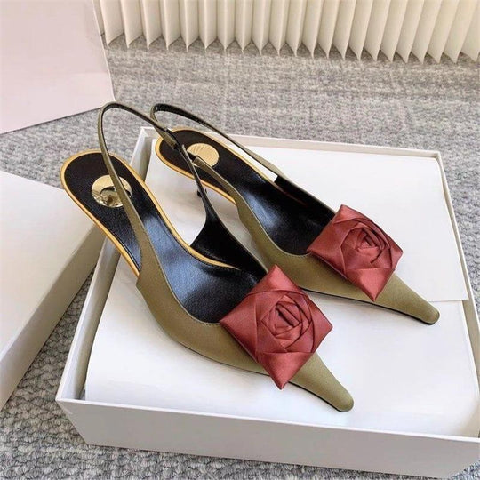 Damen Slingback Pumps mit eleganter Satinverzierung EB