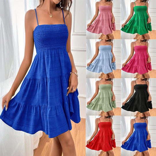 Damen Sommerliches Minikleid mit schmalen Trägern und Taillierung EB