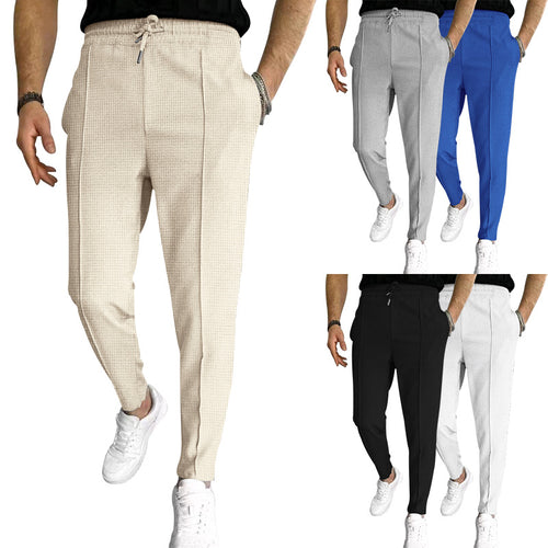 Herren nan strukturiertes Jogginghose mit elastischem Tunnelzug, formgebender Bügelfalte und tapered Bein EB