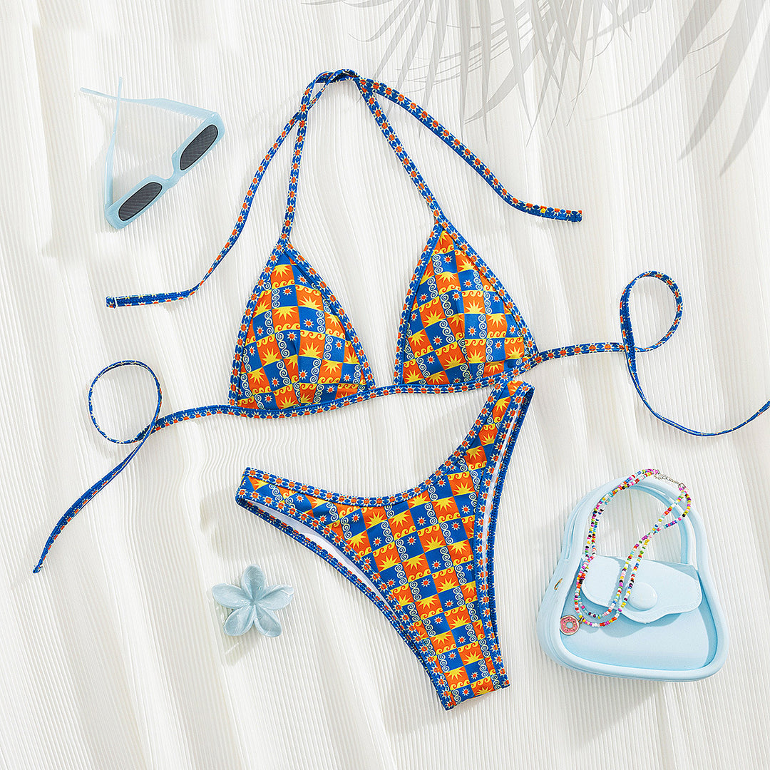 Damen Triangel-Bikini mit aufregendem Streifen-Design EB