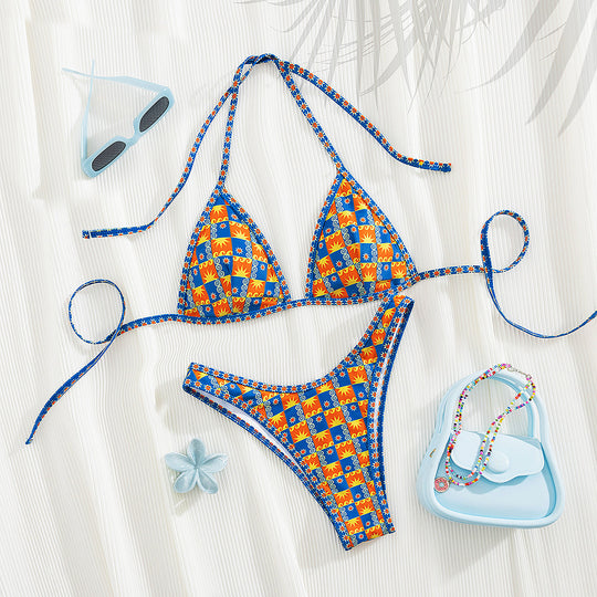 Damen Triangel-Bikini mit aufregendem Streifen-Design EB