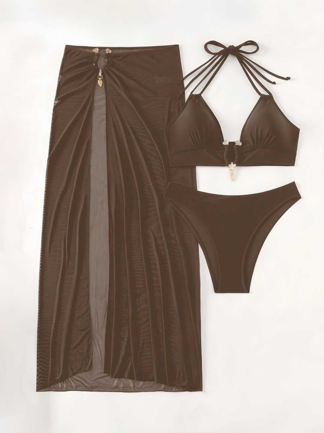 Damen Bikini-Set mit elegantem Wickelrock und raffinierten Details EB
