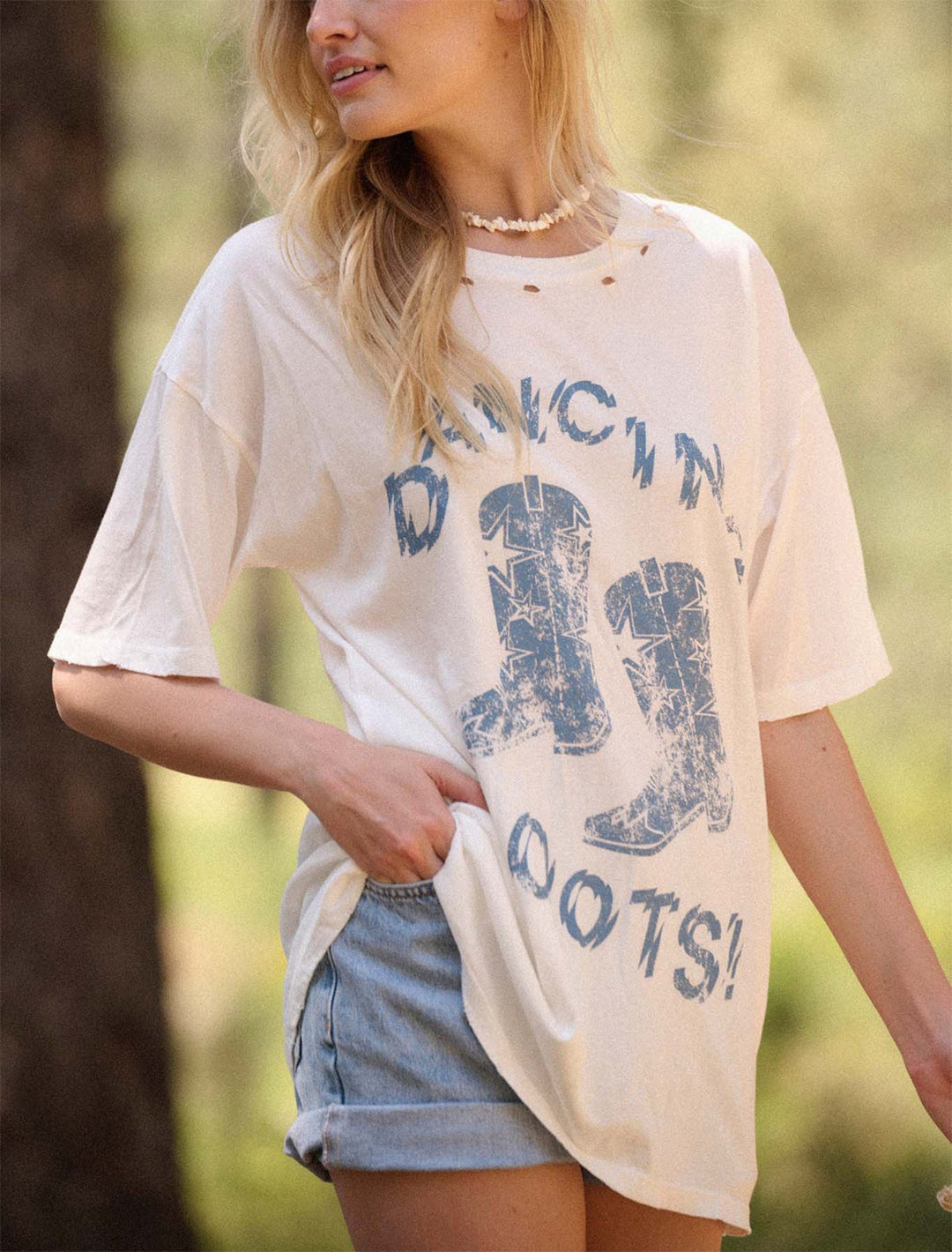 Damen Oversized T-Shirt mit nostalgischem Porto-Druck EB