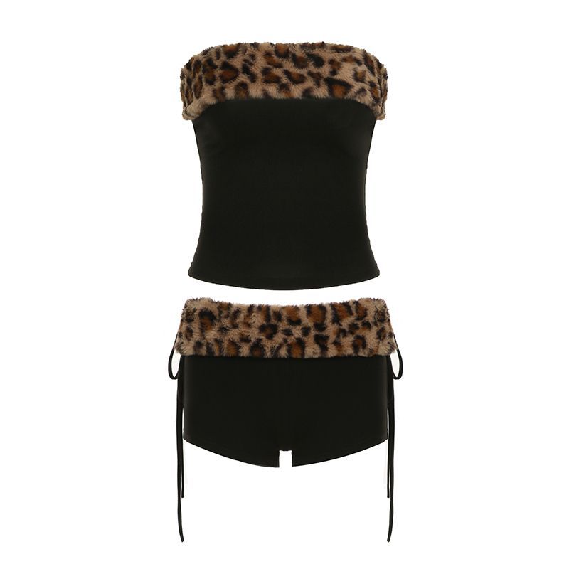Damen Modisches Bustier mit Kunstfellkragen EB