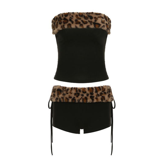 Damen Modisches Bustier mit Kunstfellkragen EB