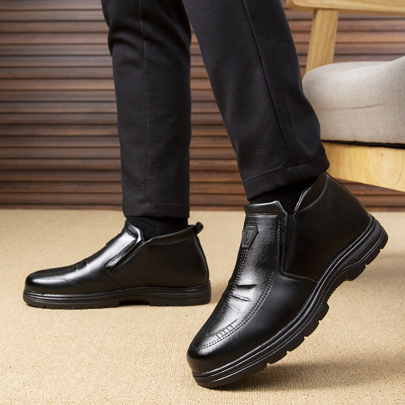 Herren elegante Leder-Stiefeletten mit rutschfester Sohle EB