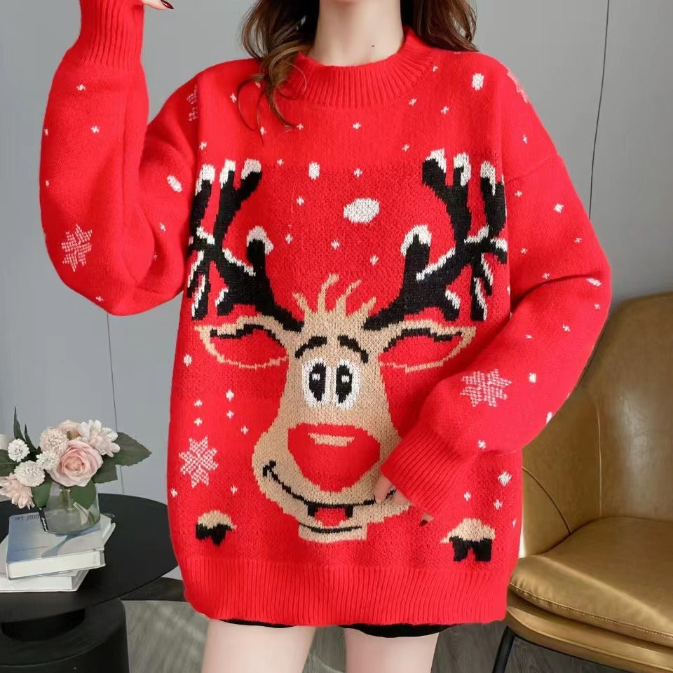 Damen Weihnachts-Pullover mit einzigartigem Rentier-Motiv EB