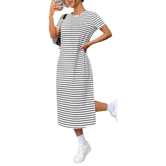 Damen Streifen-Maxikleid aus weichem Jersey EB