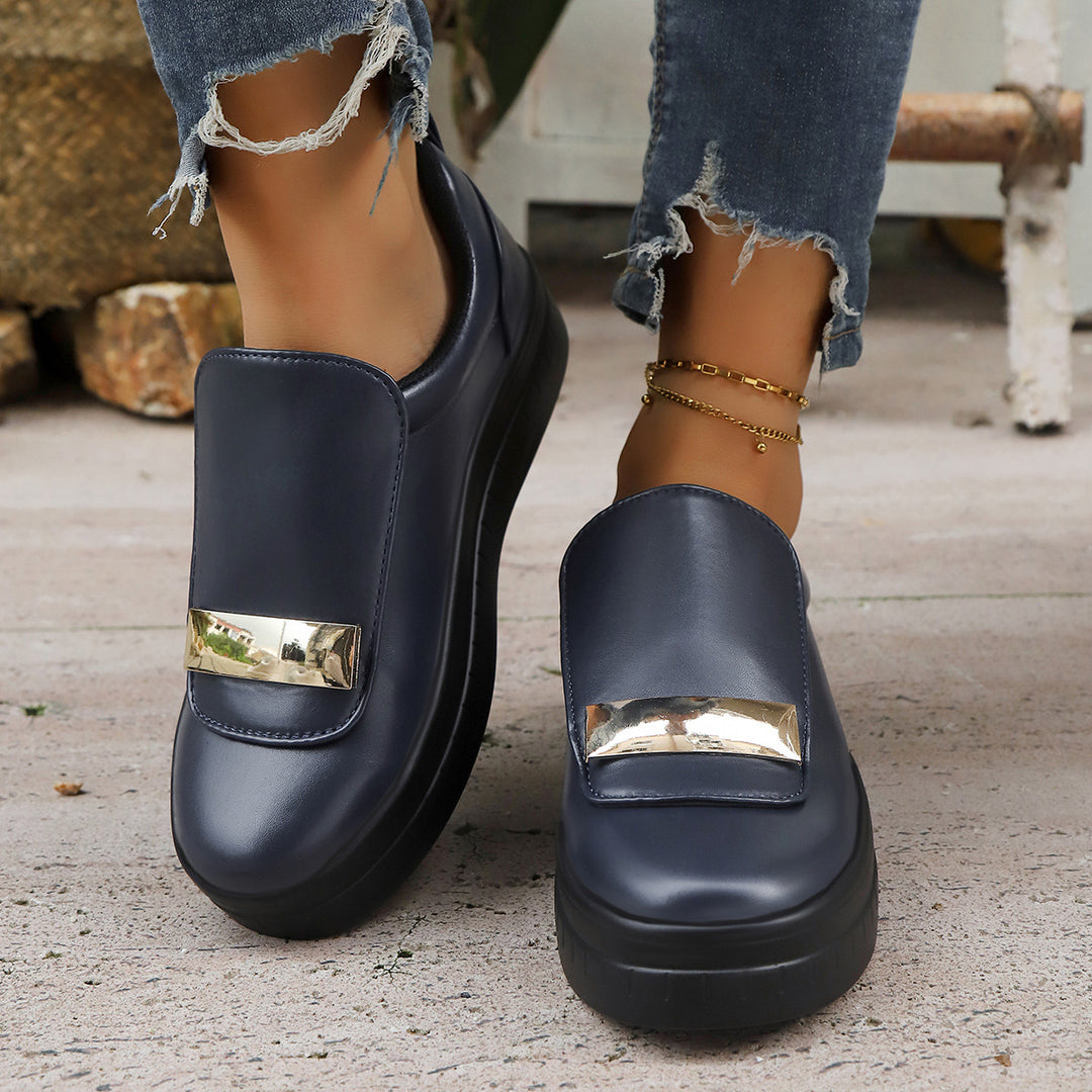 Damen modische Slip-On Sneakers mit auffälligem Verschluss EB