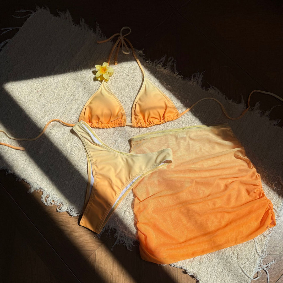 Damen Bikini-Set mit verstellbaren Trägern und rüschenförmigem Rock EB