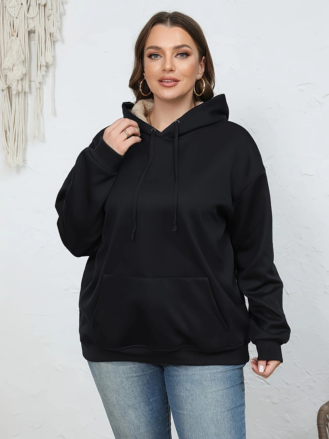 Damen Kapuzenpullover mit kuscheligem Innenfutter und oversized Passform EB
