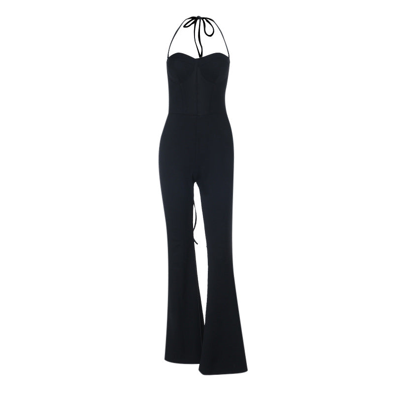Damen figurbetonter Jumpsuit mit Herzausschnitt und elegantem Schnitt EB