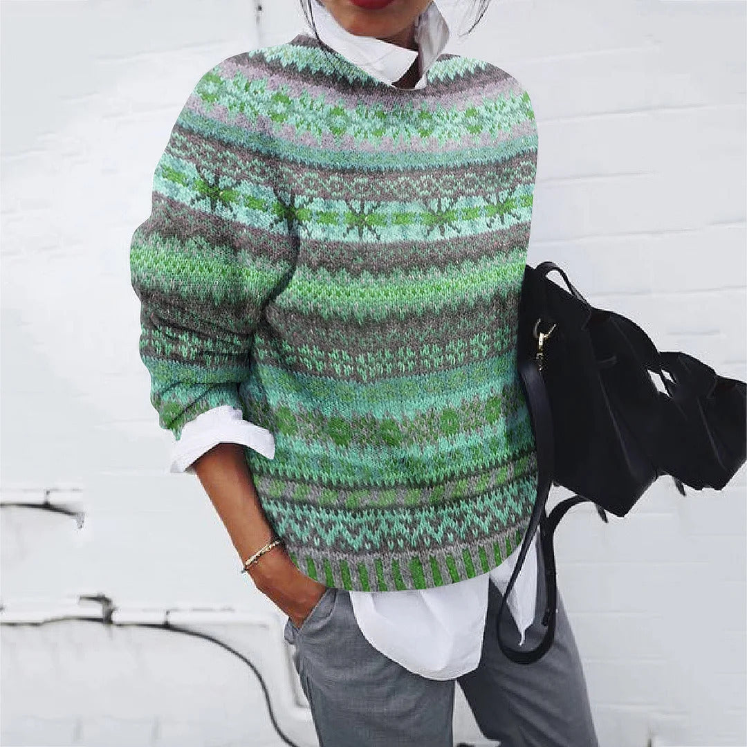 Damen Gemusterter Pullover mit modernem Strickdesign EB