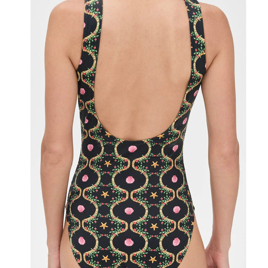 Damen Einteiler Badeanzug mit floralem Design und breiten Trägern EB