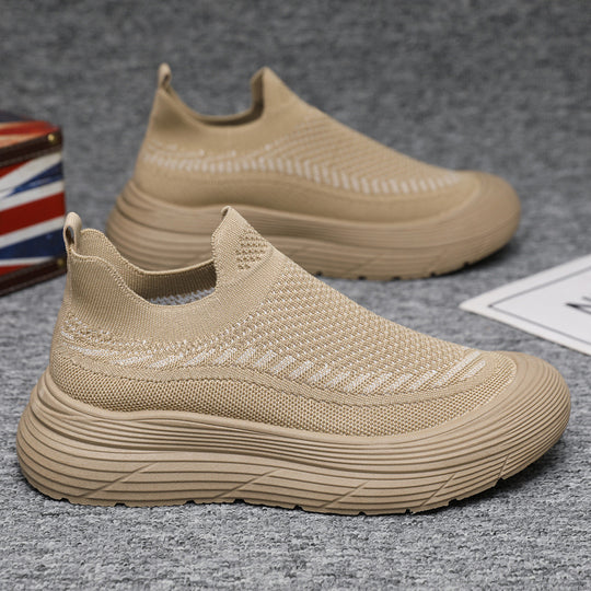 Damen Trendige Slip-On Sneakers mit atmungsaktiver Strickoberfläche und rutschfester Sohle EB