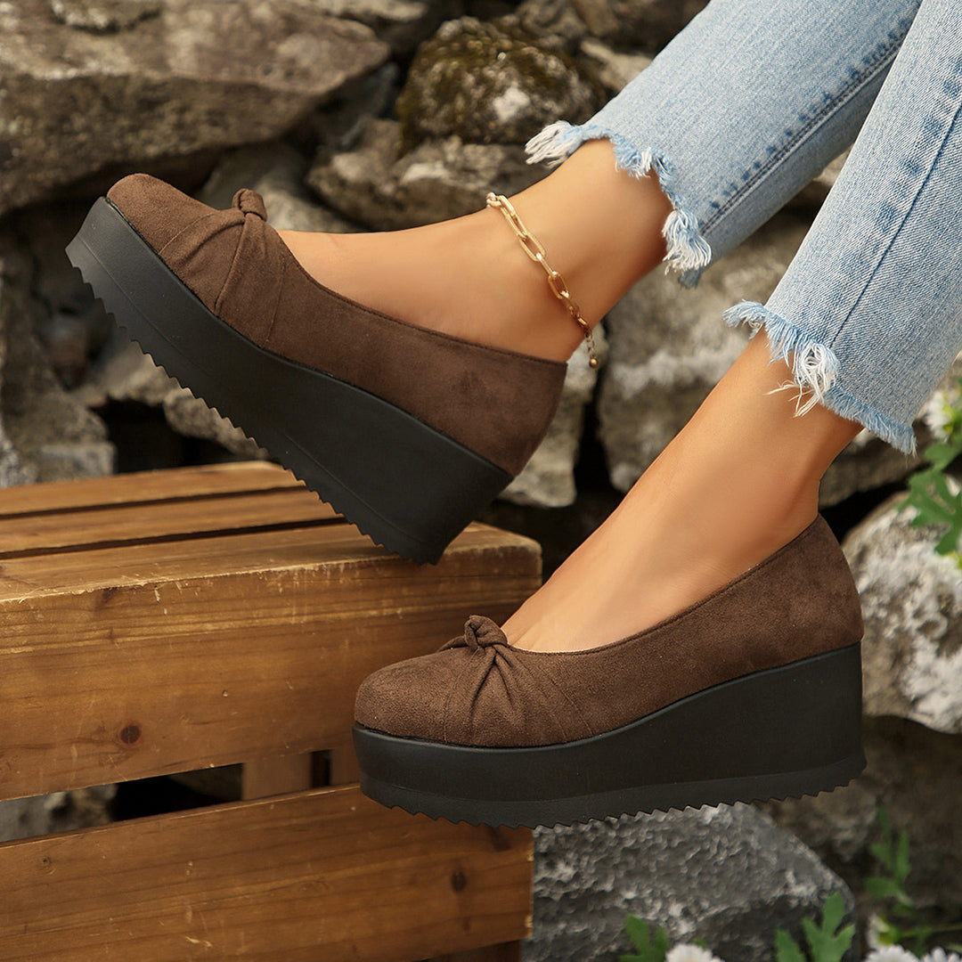 Damen Wedge-Pantoletten mit dekorativem Schleifenakzent und modischem Design EB