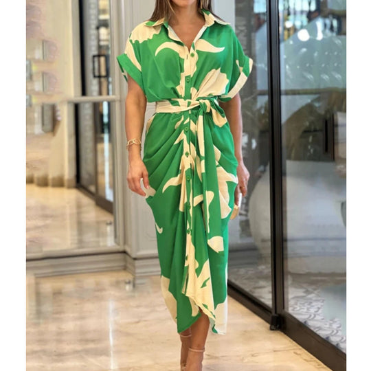 Damen Midikleid mit lässigem Schnitt und Taillengürtel EB
